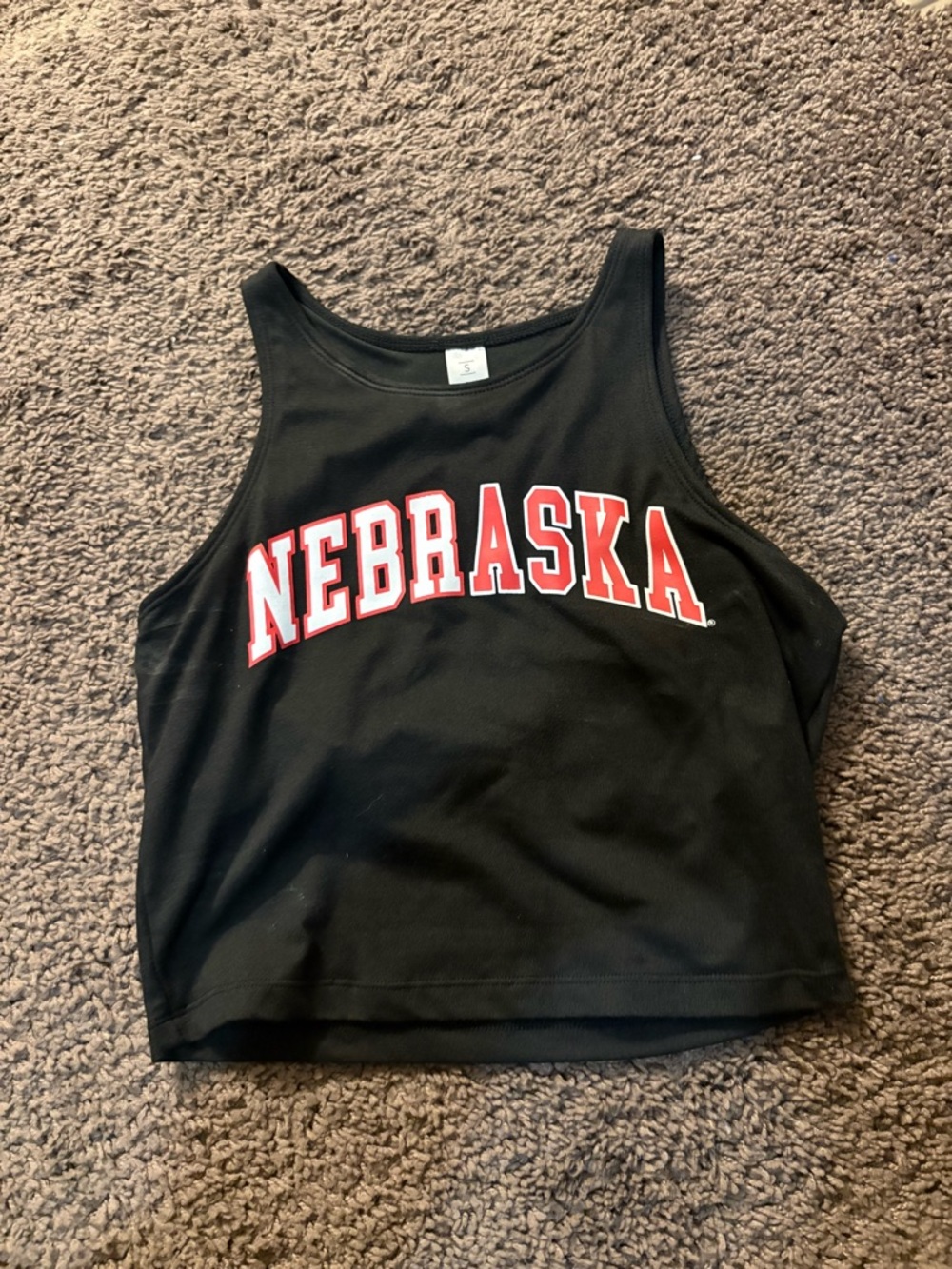 Black Nebraska Crop Tank Top